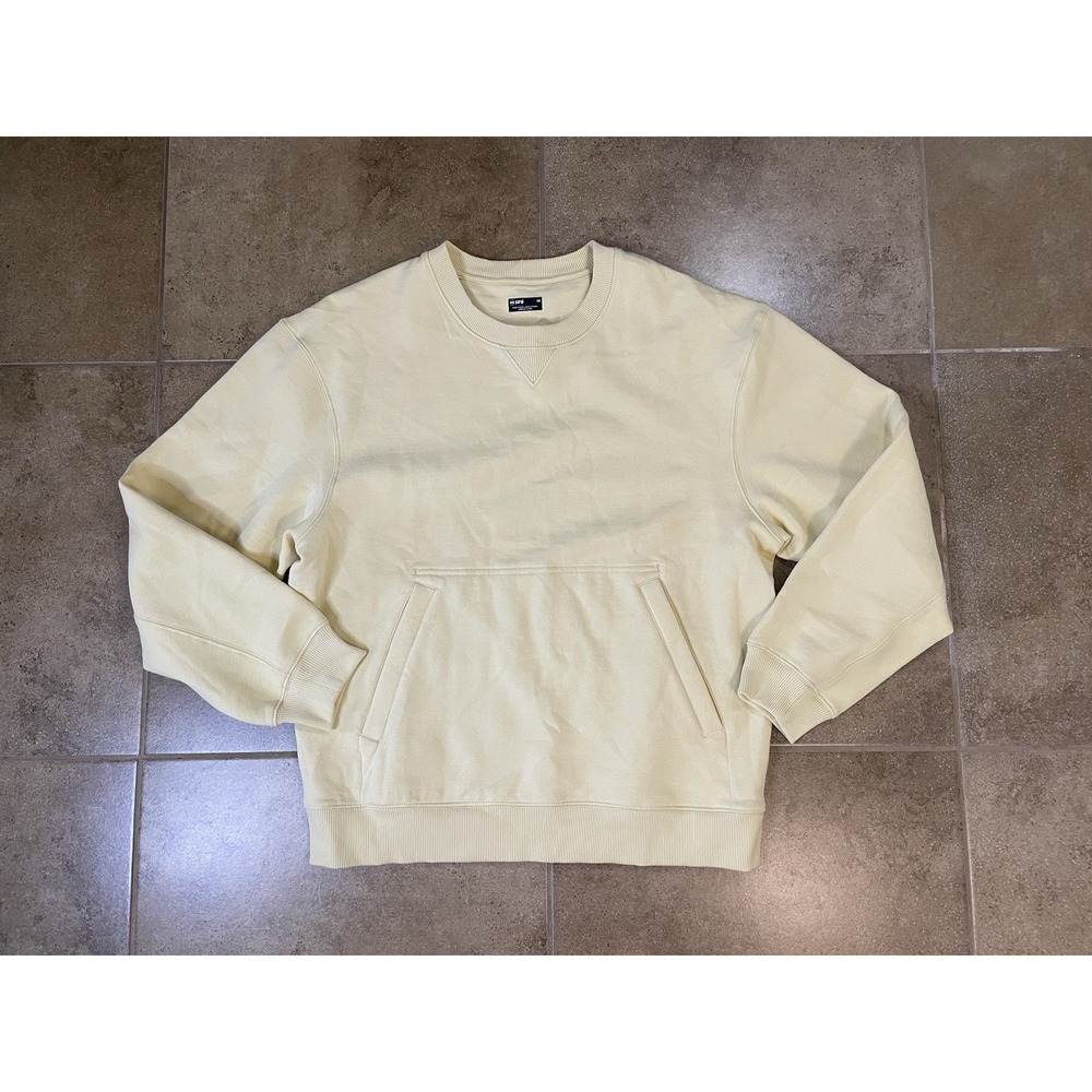 Janji Sweatshirt Men Sz M Light Yellow Fleece Crewneck Pullover Running Athletic